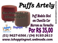 PUFFS ARTELY COM RODINHAS EM CHENILLE R$ 35,00
